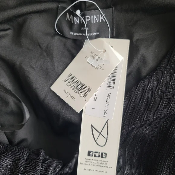 MinkPink Leila Dress Black Sz Large Cutout Longsleeve Whimsigoth Romantic Sexy - Picture 11 of 11